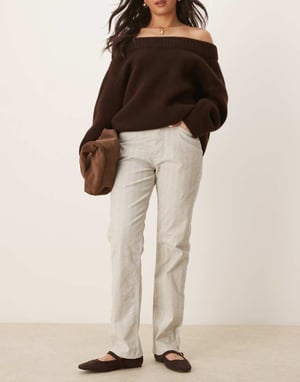 ASOS DESIGN straight leg herringbone flock jean in grey
