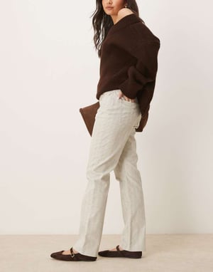 ASOS DESIGN straight leg herringbone flock jean in grey