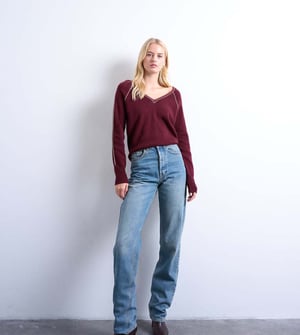 Topshop Tall Kort högmidjad rak jeans i vintageblå