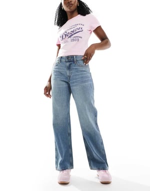 Hollister curvy high rise baggy fit jean in light blue