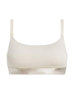 Calvin Klein Maternity Modern Cotton lightly lined scoop bralette with metallic logo taping in cream