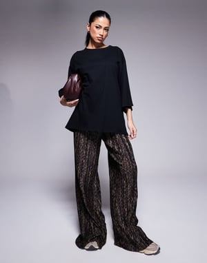 ASOS DESIGN 2 in 1 t-shirt and plisse jumpsuit in animal print