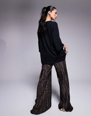 ASOS DESIGN 2 in 1 t-shirt and plisse jumpsuit in animal print