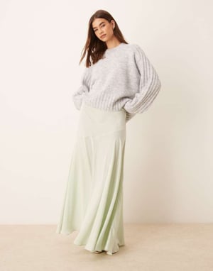 ASOS DESIGN volym maxi kjol i salvia