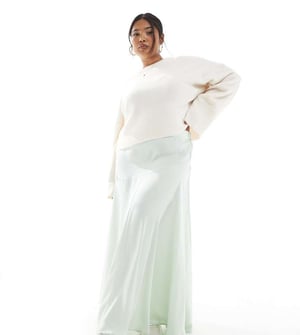 ASOS DESIGN Curve volym maxi kjol i salvia