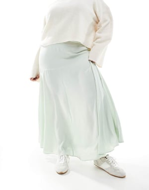 ASOS DESIGN Curve volym maxi kjol i salvia