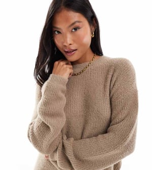 Vero Moda Petite fluffy jumper co-ord in beige