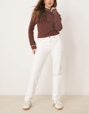 Abercrombie & Fitch mid rise straight jeans in white