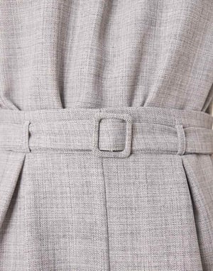 ASOS DESIGN tailored paper bag short playsuit with belt detail in grey
