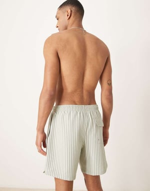 Abercrombie & Fitch 7 inch drawstring swimming trunks in olive