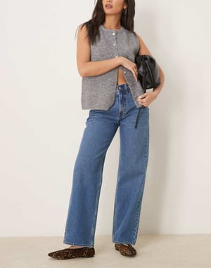 Abercrombie & Fitch mid rise slouchy fit jeans i mörk tvätt