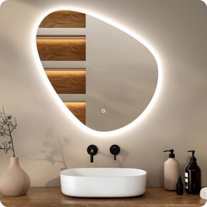Mirlux Badkamerspiegel 80x80cm asymmetrisch frameloos