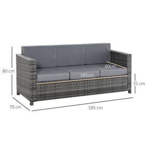 4goodz Poly-rotan bank met kussens 3-zits loungebank tuin grijs