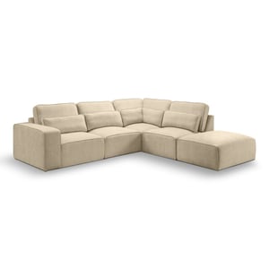 Furnilux Luxe hoekbank rechts beige | stijlvolle woonbank in trendy geweven stof