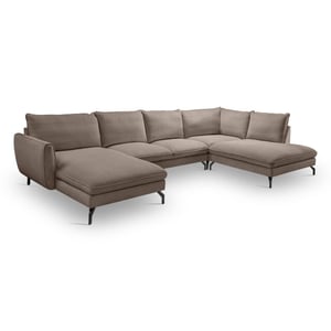Furnilux Toronto u-shape hoekbank rechts bruin-beige | moderne woonbank met koudschuim