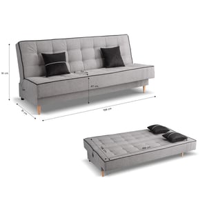Furnilux Bono 3-zits sofa bed lichtgrijs | moderne slaapbank met ligcomfort