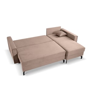 Furnilux Marti sofa bed l-shape rechts oud roze | moderne hoekbank | sofabed