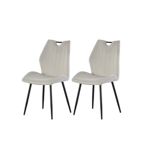 Furnilux Christin fauteuil crème set van 2 elegante fluwelen salonstoel met metalen