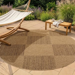 Muratap Timber rond buitenkleed – jute look – weerbestendig – 120 cm rond