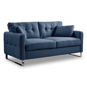 Furnilux Hera 2-zits bank donkerblauw | moderne slede sofa met chroom poten