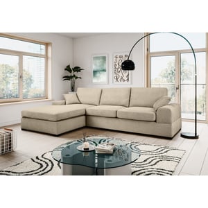 Furnilux Veda l-vormige sofa links beige | moderne loungebank met textiel