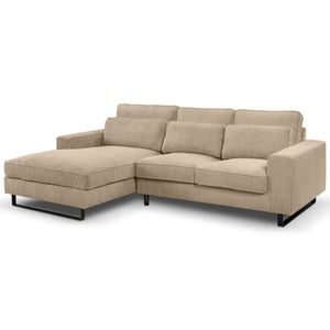 Furnilux Bolivia l-vormige bank links beige | modieuze corduroy woonbank
