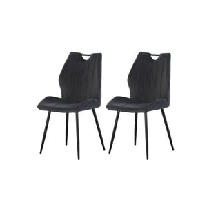 Furnilux Christin stoel set van 2 antraciet moderne fauteuil met fluwelen bekleding