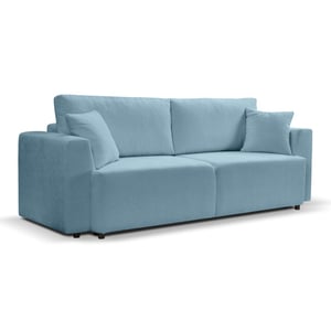 Furnilux 3-zits sofa bed lichtblauw moderne slaapbank met comfortabel pu-schuim