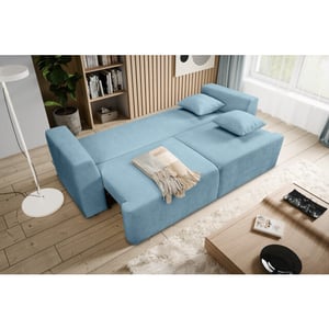 Furnilux 3-zits sofa bed lichtblauw moderne slaapbank met comfortabel pu-schuim