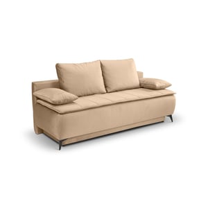 Furnilux Sendi sofa bed 2 zits bruin-beige | luxe velour sofa | opbergbank