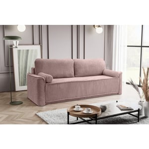 Furnilux Roze grubs 3-zits sofa bed moderne slaapbank in zachte corduroy