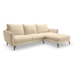 Furnilux Toronto l-vorm rechts bank beige moderne lage woonbank met koudschuim
