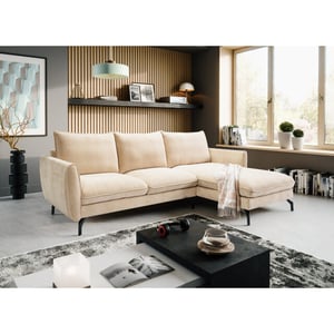 Furnilux Toronto l-vorm rechts bank beige moderne lage woonbank met koudschuim