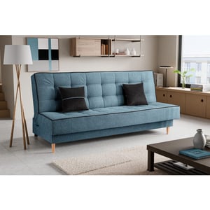 Furnilux Bono 3-zits sofa bed blauw moderne slaapbank met textiel bekleding