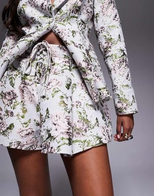 ASOS LUXE co-ord jacquard lace up short in vintage floral