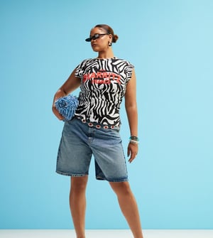 ASOS DESIGN Curve denim bermuda short in midwash blue