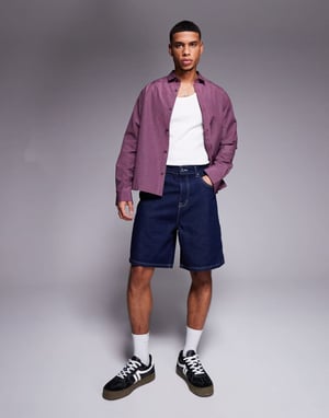ASOS DESIGN standard length denim jort in indigo