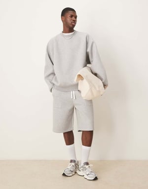 ASOS DESIGN heavyweight oversized track jacket in scuba-style fabric in charcoal - GREY
