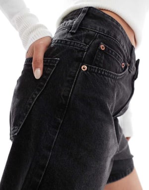 ASOS DESIGN denim dad short in wash black
