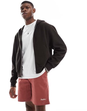 Parlez Wilmot drawstring logo shorts in rust