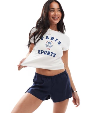 Hollister pull on tie waist linen flippy short in navy