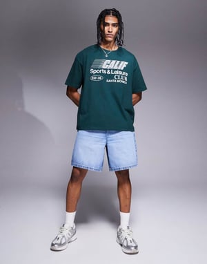 ASOS DESIGN standardlängd denim shorts i ljus tvätt blå