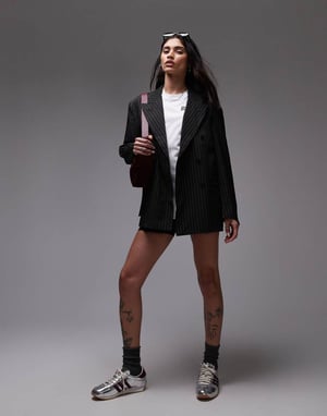 House of Sunny pinstripe blazer in black