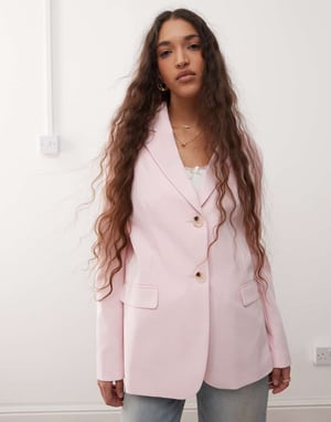 Miss Selfridge essential oversized blazer in pastel pink