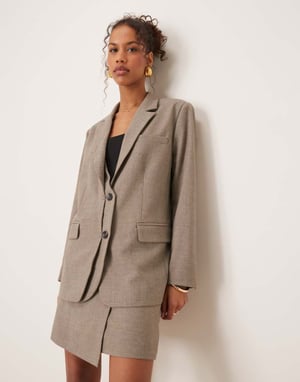 YAS oversized double placket detail blazer co-ord in taupe