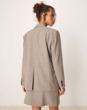 YAS oversized double placket detail blazer co-ord in taupe