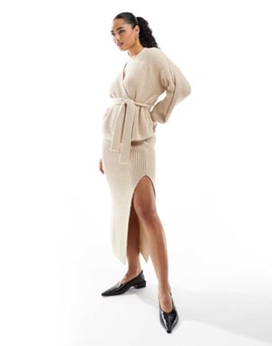 Miss Selfridge stickad maxikjol set