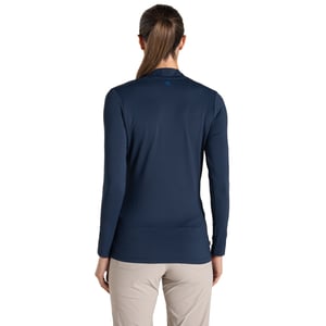 Craghoppers Dames/Dames Nosilife Mock Neck Golf T-shirt met lange mouwen (Blauwe Marine)