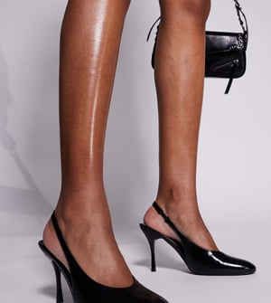 Public Desire Wide Fit Tilapia high vamp slingback heeled shoes in black