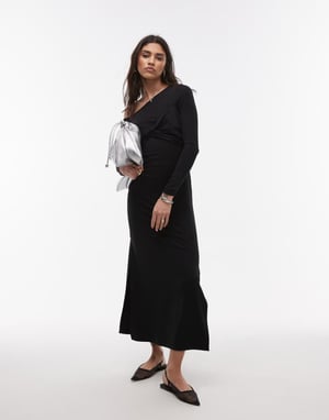 Topshop sned framtill långärmad klänning i svart